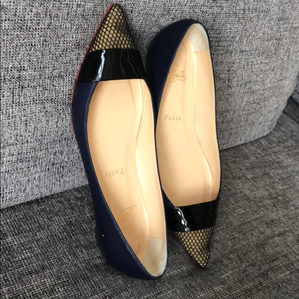 Priced to sell Christian Louboutin Navy fishnet Flats